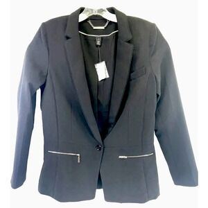 White/ Black Long Crepe Black Button Blazer Sz 10 (A2) NWTs‎